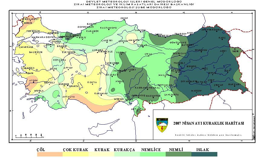 2. Diyarbakır ın Ve Bölgenim Son Dönem Meteorolojik Durumu Yukarıda genel anlamda kuraklık tanımlarına baktık şimdide Diyarbakır bölgesinin bu yılki meteorolojik durumuna haritalar yardımıyla bakacak