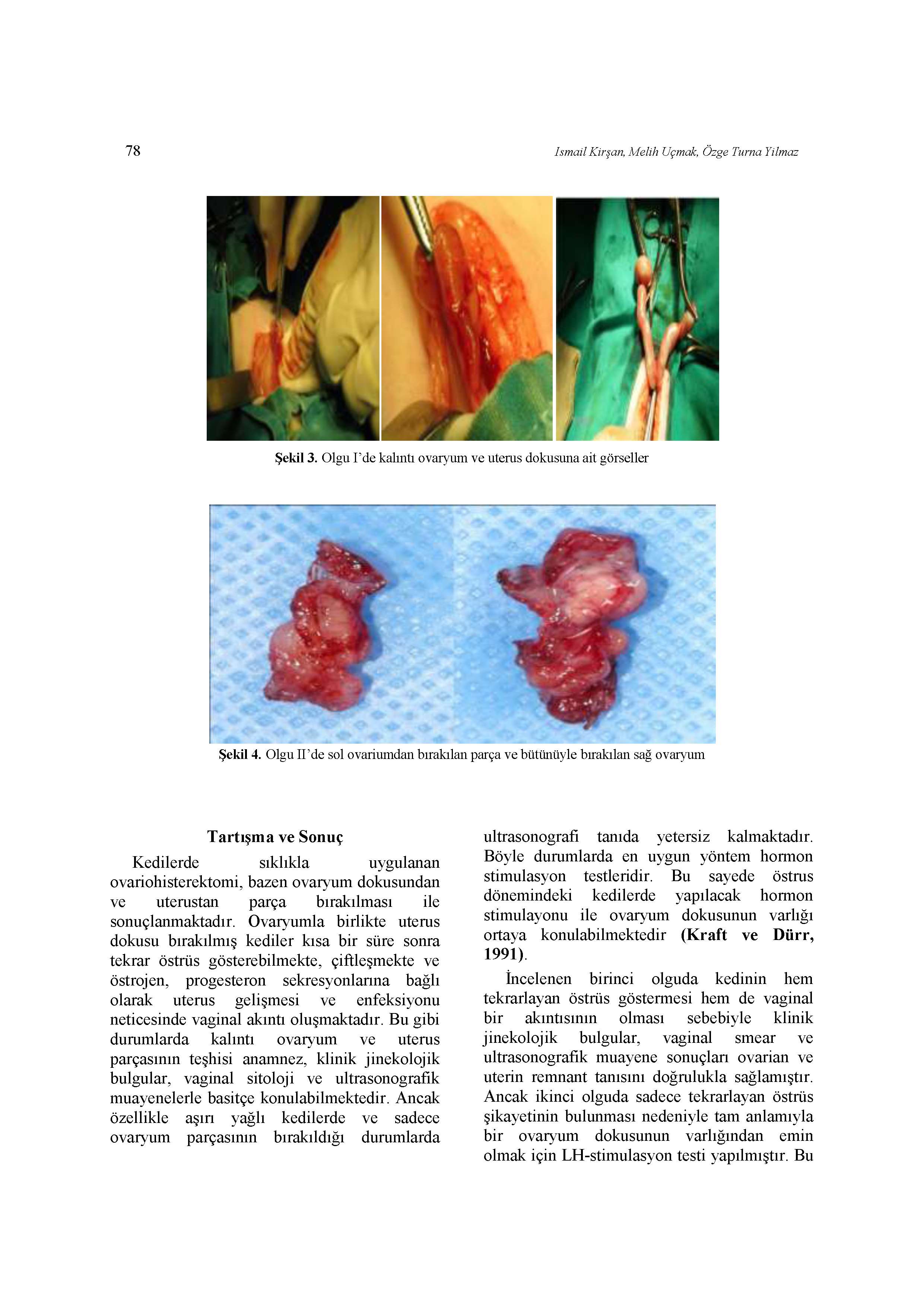 78 Ismail Kirşan, Melih Uçmak, Özge Turna Yilmaz Şekil 3. Olgu I'de kalıntı ovaryum ve uterus dokusuna ait görseller Şekil 4.