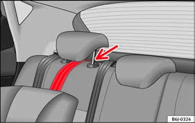 Çocuk taşıma güvenliği Üst Bağlantı tutma kayışları* Şek. 67 Arka koltuğun arka kısmındaki Üst Bağlantı halkalarının konumu.