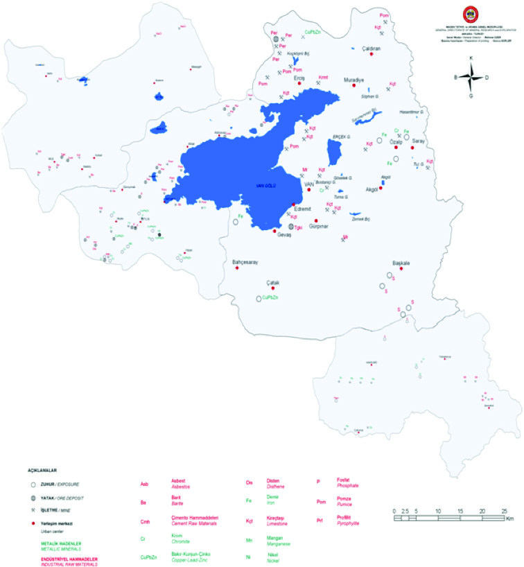 Şekil 4 : Van İli Maden Haritası Şekil 5 : TRB2 Bölgesi Maden Haritası 1 (MTA, 2012) (MTA, 2012) 1 Bu şekil MTA Genel Müdürlüğü