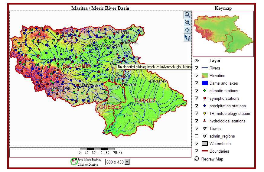 Proje kapsamında Meriç Nehri Havzası(Meriç, Arda, Tunca, Ergene, Kızılnehir) sayısal haritası hazırlanmıştır.