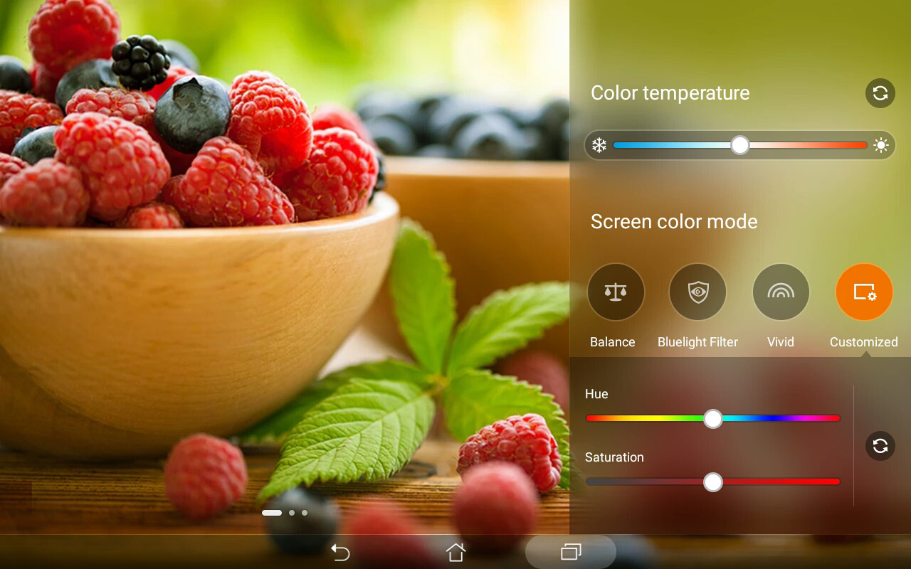 Özelleştirilmiş mod Bu mod, ekran gösterimini, tercih ettiğiniz renk sıcaklığı, tonu ve doygunluğu temelinde ayarlamanızı sağlar.