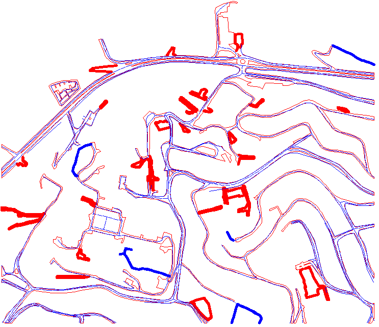 Uygulama 2 Zonguldak Örneği (Referans Vektör Harita ve Elle Vektörleştirme Sonuçlarının Karşılaştırılması Yol yapısı) Kırmızı: Referans vektör haritada