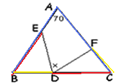 AC ise x=? madb=mbde=y dersek; ACD üçgeninde macb=x+y C ikizkenar mc=macb=x+y EBD üçgeninde y+15 0 =x+y, x=15 0 AOB ikizkenar. ma=mb=70 0 BOC ikizkenar.