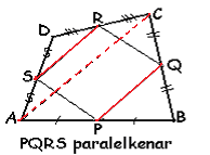 ORTA TAN: Üçgenin iki kenarının orta noktalarını birleģtiren doğru parçası, üçüncü kenara paralel olup uzunluğu kenar uzunluğunun yarısıdır.