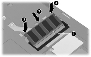 b. Bellek modülünü kenarından (2) tutup modülü bellek modülü yuvasından yavaşça çekerek çıkarın. Çıkarılan bellek modülünü korumak için elektrostatik korumalı bir kapta saklayın. 10.