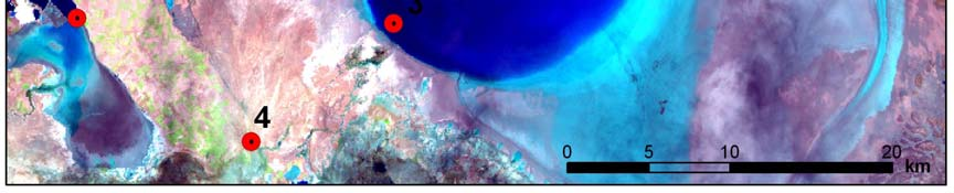 kanal/derelerden toplam 11 adet noktadan numune alınmıştır. Noktalar Şekil 4.10 da, 16.05.2005 tarihli Landsat-5 TM uydu görüntüsü üzerinde gösterilmektedir.