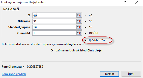 Normal Dağılımı Rastgele seçilen bir öğrencini 40 ile 60 arası alması ihtimali 40 60