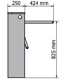 T-250 TURNİKE TEKNİK ÖZELLİLERİ Enerji/Güç Tüketim : 220V 50Hz / 30 W Çalışma Voltajı : 24 V DC +- %20 Gövde Özelliği :Su kormalı gövde 1,5mm 304 kalite paslanmaz öelikten imal edilmişitr.