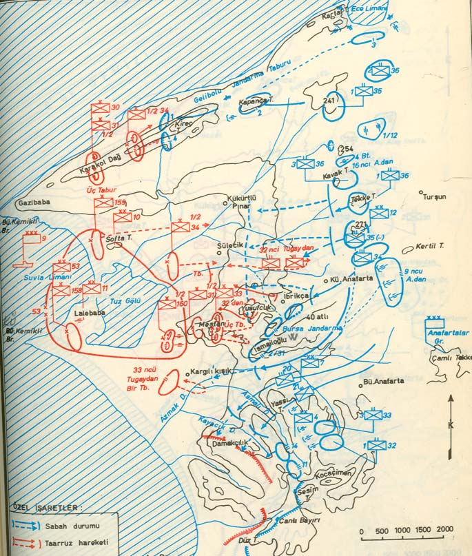 9 Ağustos 1915 Üstün düşman kuvveti karşısında yardım isteyen tabur komutanı, 35 inci Alayın 1 inci Taburundan iki bölük ve 36 ncı Alayın 3 üncü Taburundan bir bölükle takviye edilmiştir.