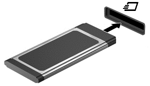 ExpressCard takma DİKKAT: Bilgisayarın veya harici ortam kartlarının zarar görmesini önlemek için ExpressCard yuvasına PC Kartı takmayın.