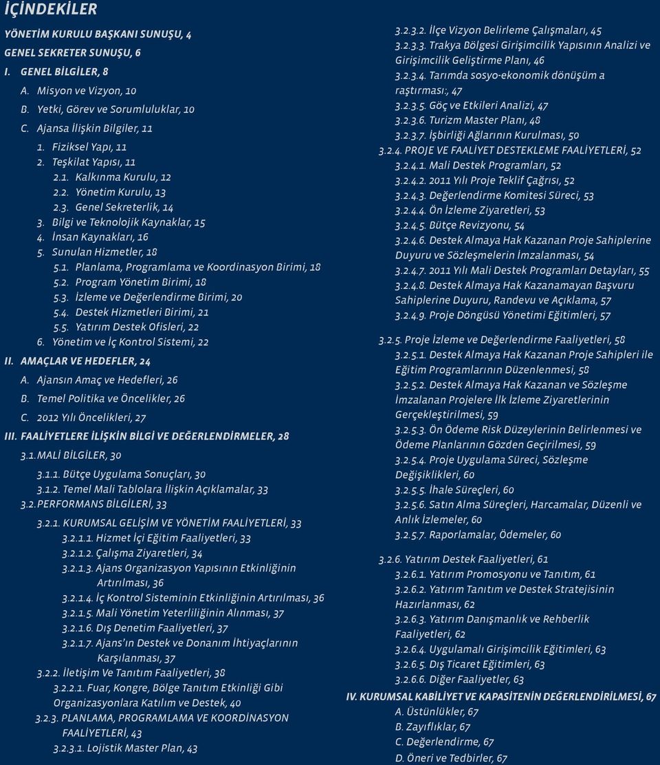 Sunulan Hizmetler, 18 5.1. Planlama, Programlama ve Koordinasyon Birimi, 18 5.2. Program Yönetim Birimi, 18 5.3. İzleme ve Değerlendirme Birimi, 20 5.4. Destek Hizmetleri Birimi, 21 5.5. Yatırım Destek Ofisleri, 22 6.