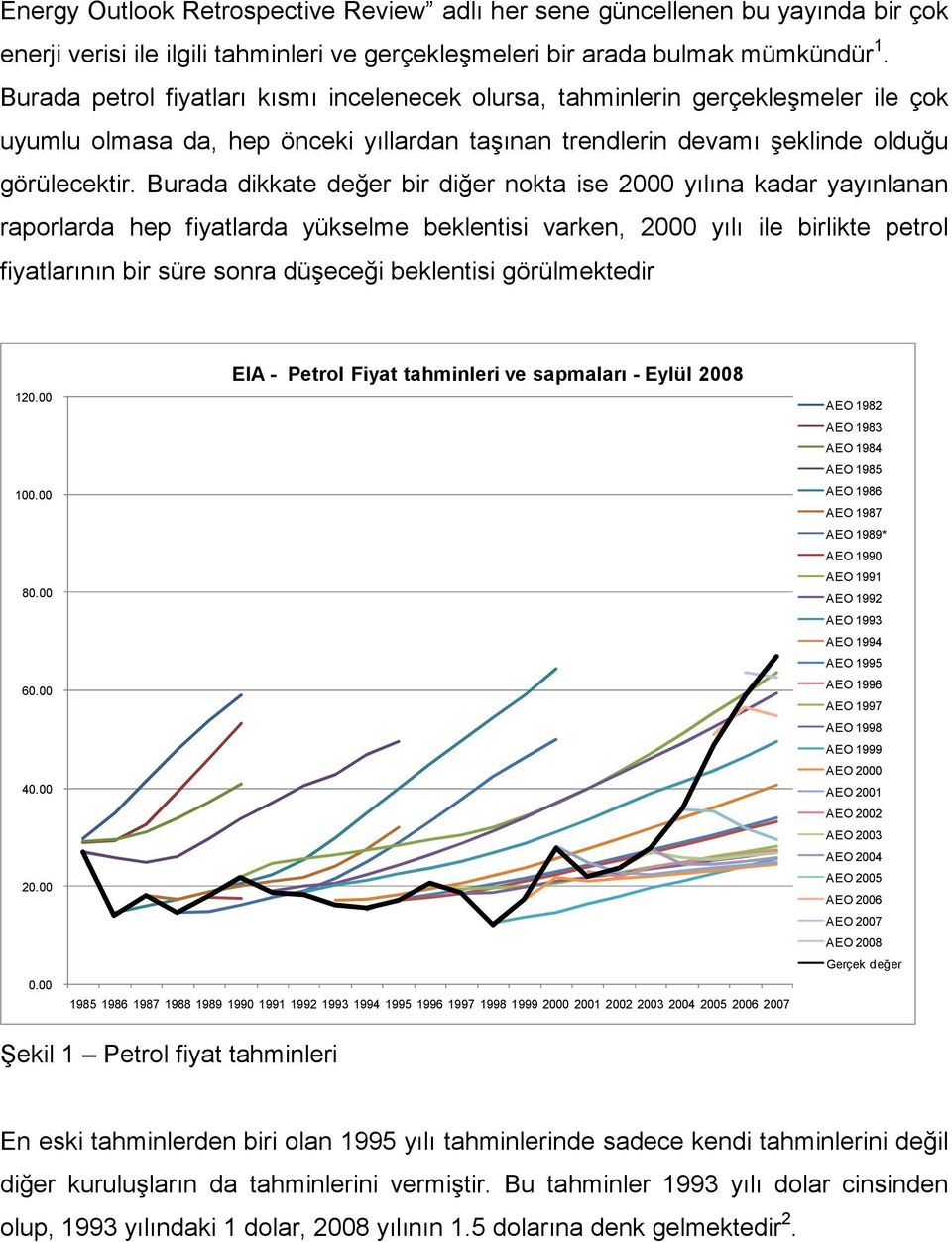 Burada dikkate değer bir diğer nokta ise 2000 yılına kadar yayınlanan raporlarda hep fiyatlarda yükselme beklentisi varken, 2000 yılı ile birlikte petrol fiyatlarının bir süre sonra düşeceği