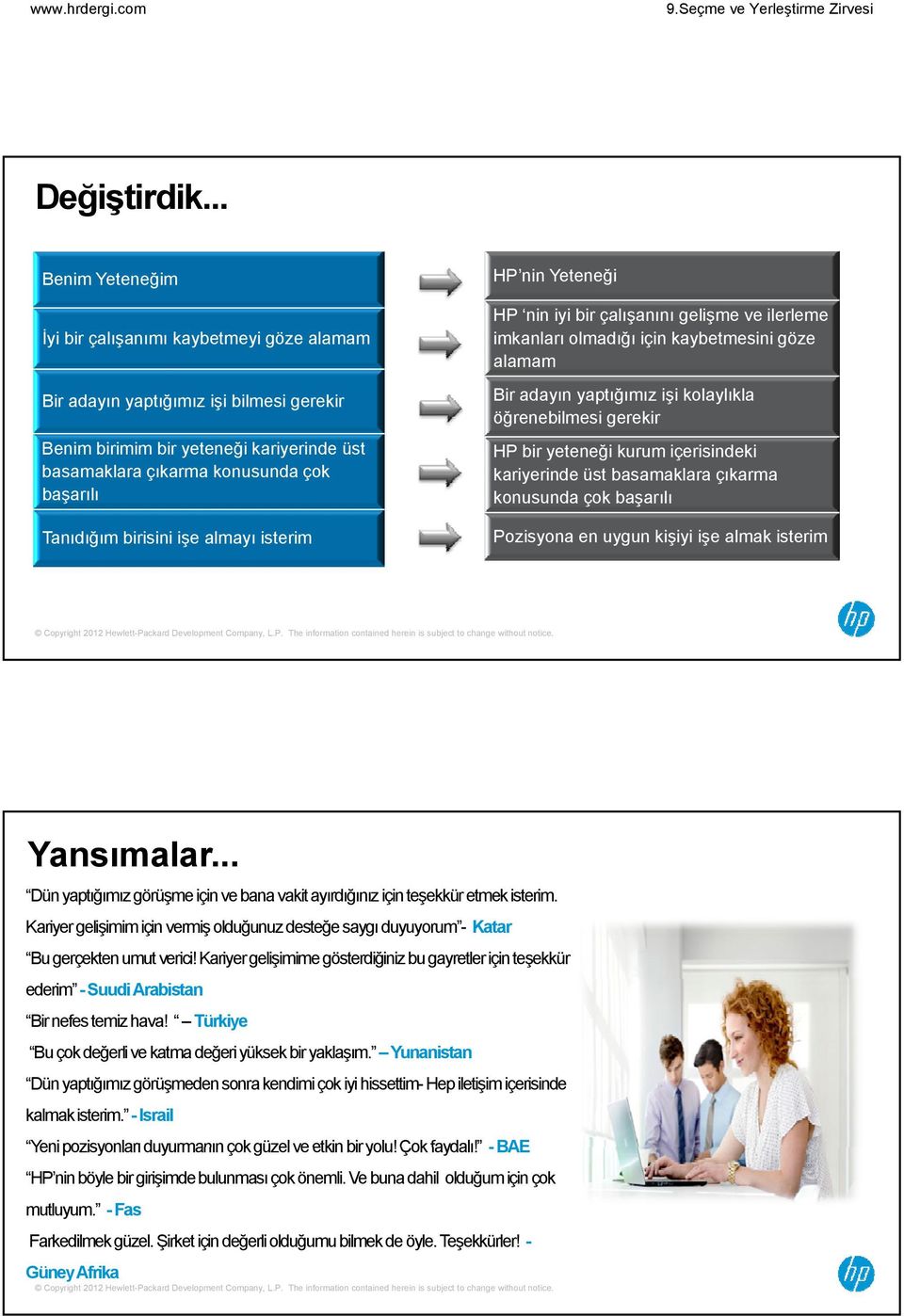 birisini işe almayı isterim HP nin Yeteneği HP nin iyi bir çalışanını ş gelişme ş ve ilerleme imkanları olmadığı için kaybetmesini göze alamam Bir adayın yaptığımız işi kolaylıkla öğrenebilmesi