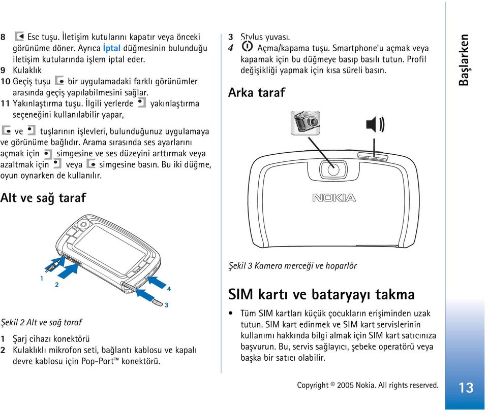 Ýlgili yerlerde yakýnlaþtýrma seçeneðini kullanýlabilir yapar, ve tuþlarýnýn iþlevleri, bulunduðunuz uygulamaya ve görünüme baðlýdýr.