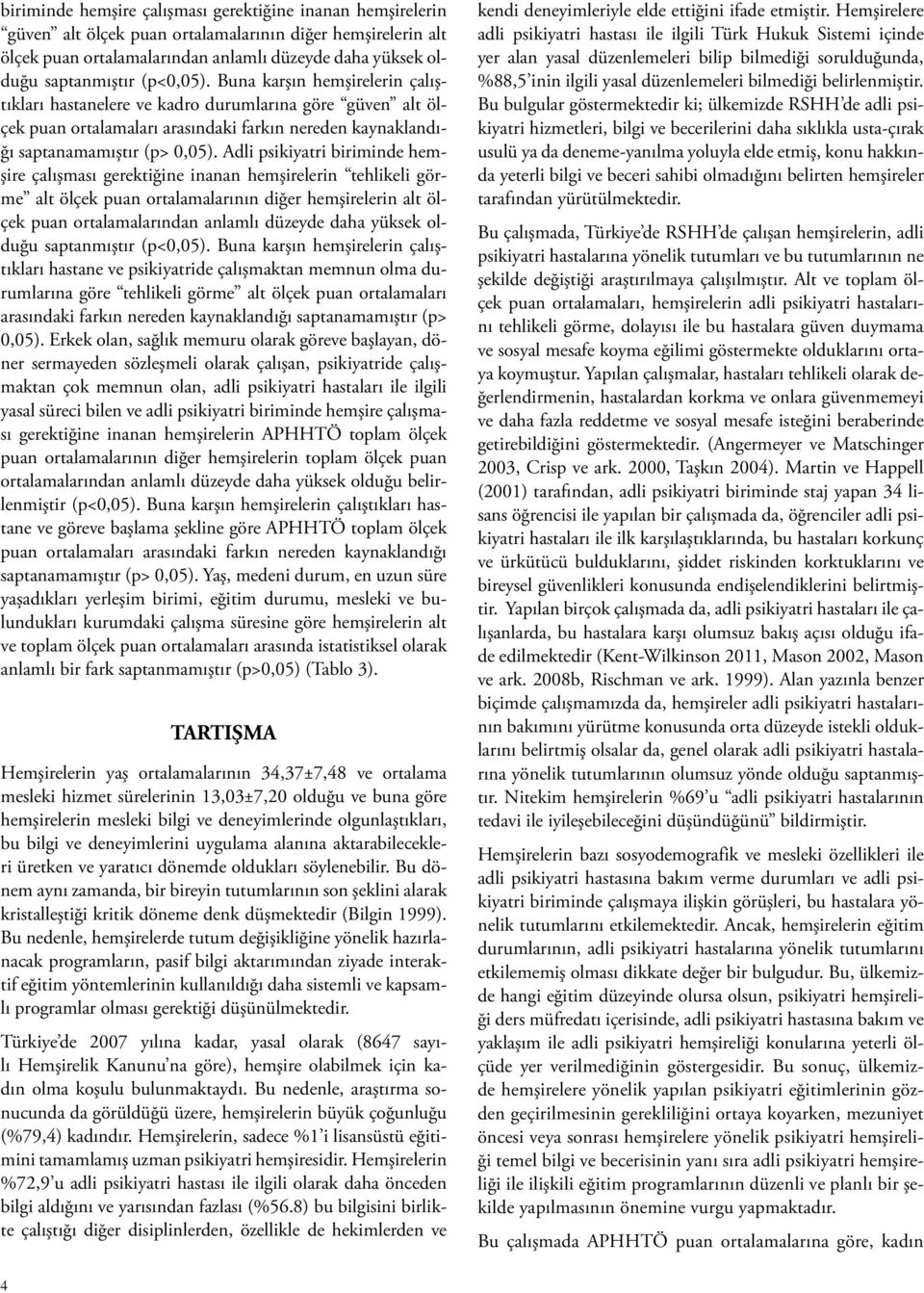 Adli psikiyatri biriminde hemşire çalışması gerektiğine inanan hemşirelerin tehlikeli görme alt ölçek puan ortalamalarının diğer hemşirelerin alt ölçek puan ortalamalarından anlamlı düzeyde daha