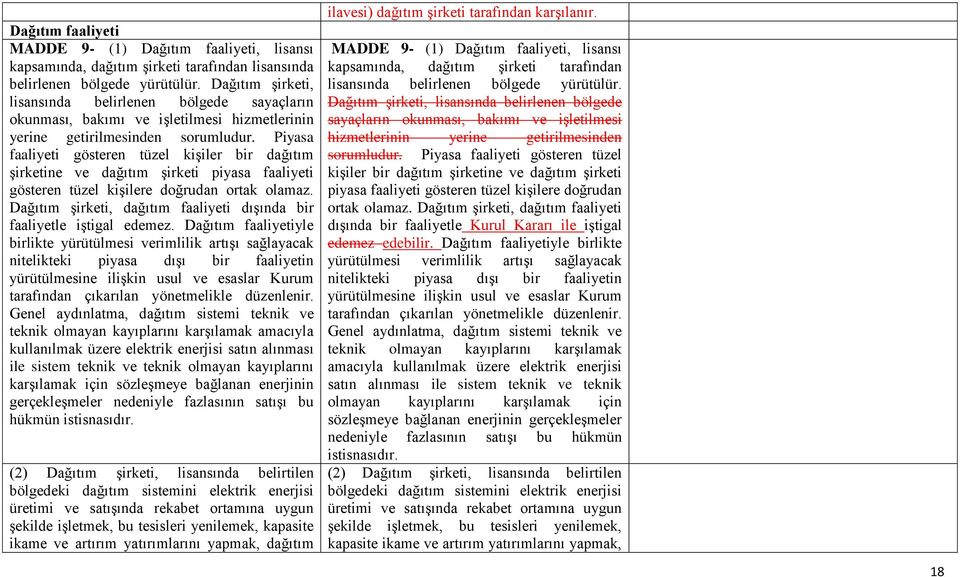 Piyasa faaliyeti gösteren tüzel kişiler bir dağıtım şirketine ve dağıtım şirketi piyasa faaliyeti gösteren tüzel kişilere doğrudan ortak olamaz.