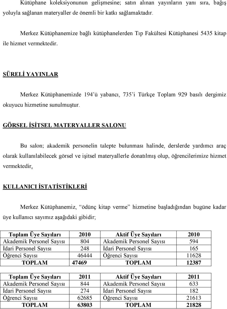 SÜRELĠ YAYINLAR Merkez Kütüphanemizde 194 ü yabancı, 735 i Türkçe Toplam 929 basılı dergimiz okuyucu hizmetine sunulmuģtur.