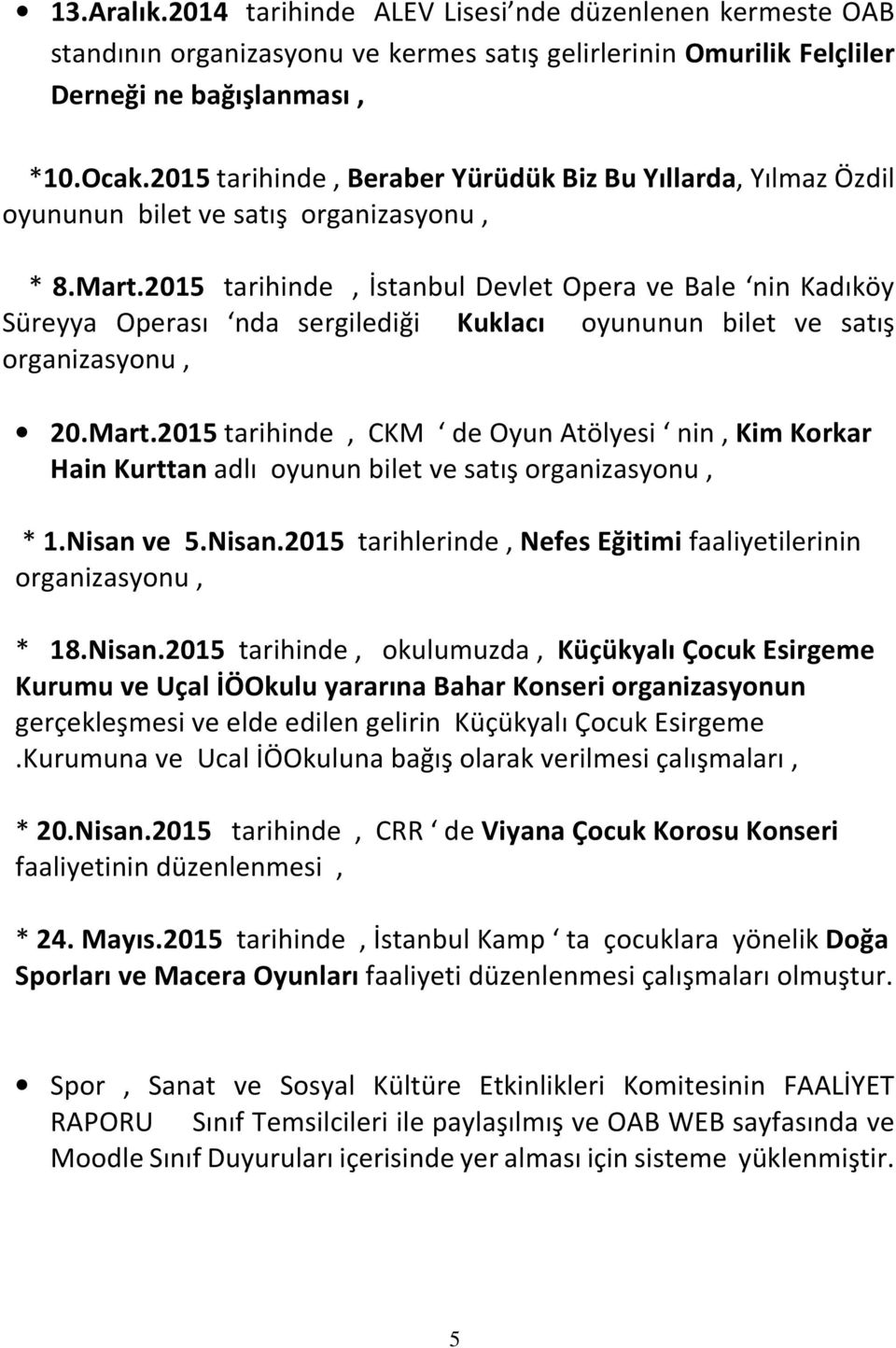 2015 tarihinde, İstanbul Devlet Opera ve Bale nin Kadıköy Süreyya Operası nda sergilediği Kuklacı oyununun bilet ve satış organizasyonu, 20.Mart.