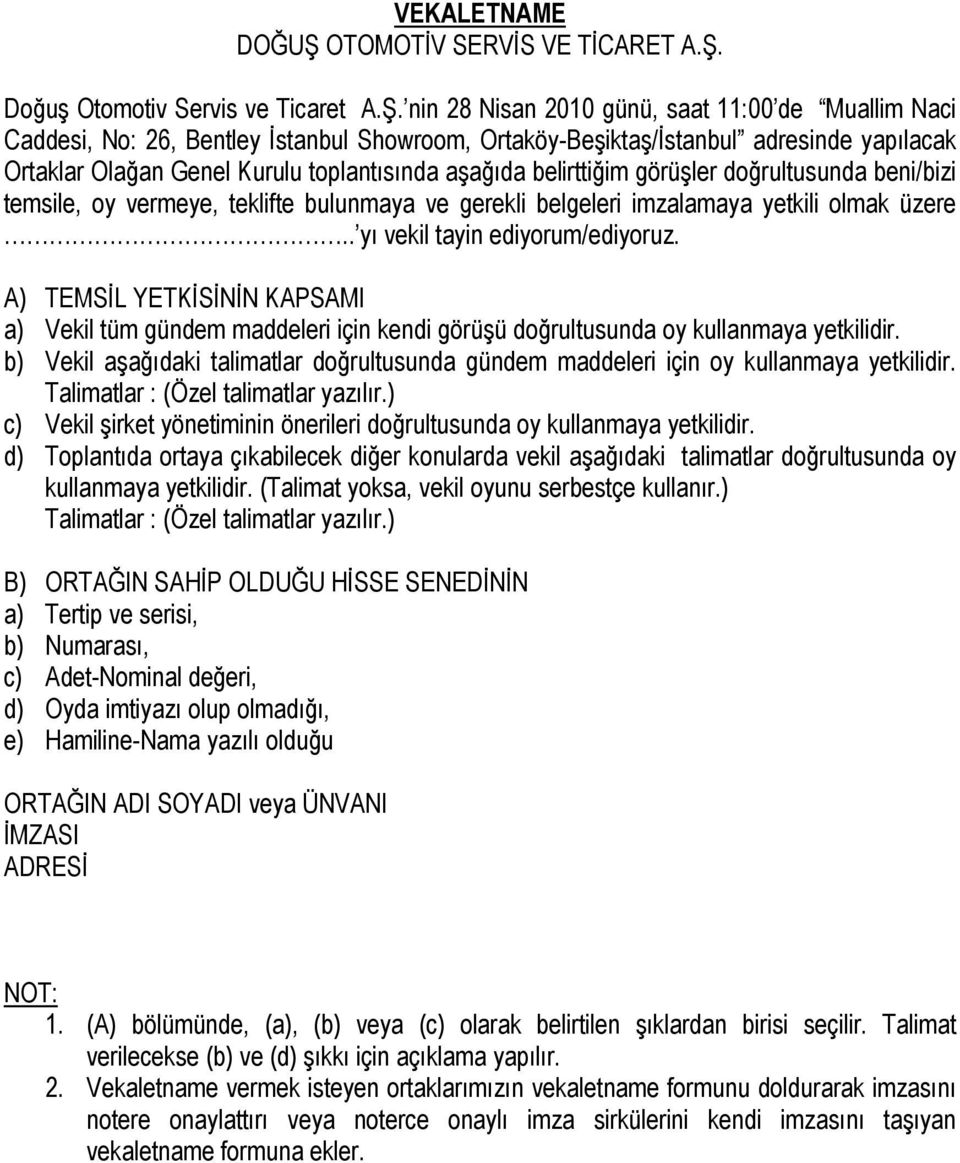 Doğuş Otomotiv Servis ve Ticaret A.Ş.