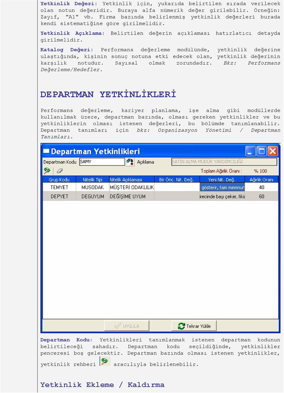 Katalog Değeri: Performans değerleme modülünde, yetkinlik değerine ulaştığında, kişinin sonuç notuna etki edecek olan, yetkinlik değerinin karşılık notudur. Sayısal olmak zorundadır.