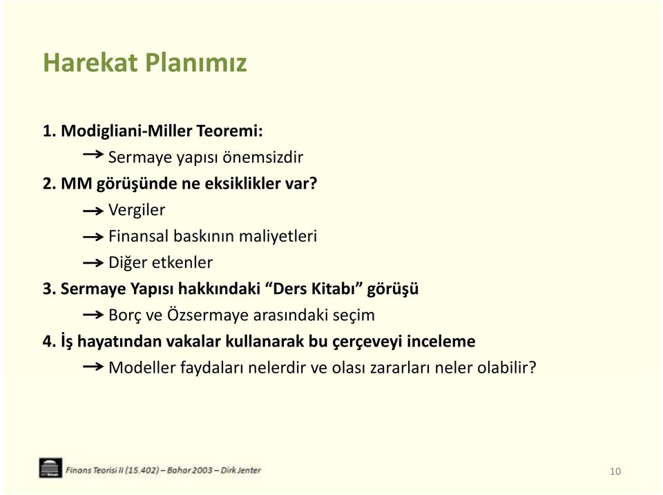 Sermaye Yapısı hakkındaki Ders Kitabı görüşü Borç ve Özsermaye arasındaki seçim 4.