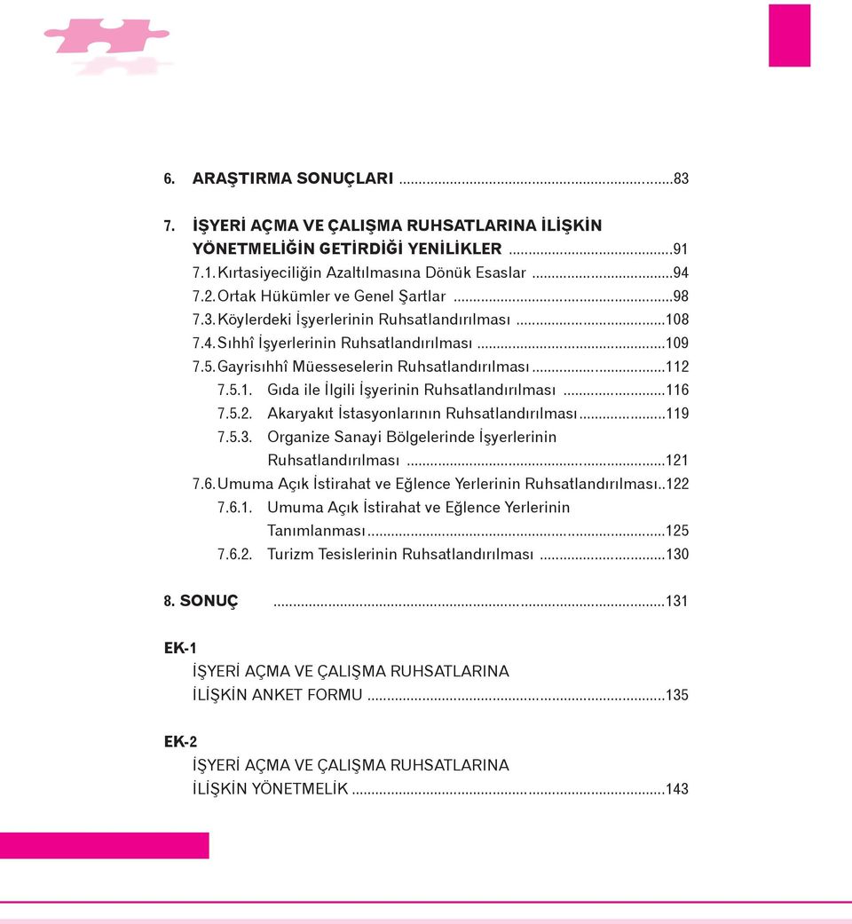 ..116 7.5.2. Akaryakýt Ýstasyonlarýnýn Ruhsatlandýrýlmasý...119 7.5.3. Organize Sanayi Bölgelerinde Ýþyerlerinin Ruhsatlandýrýlmasý...121 7.6. Umuma Açýk Ýstirahat ve Eðlence Yerlerinin Ruhsatlandýrýlmasý.