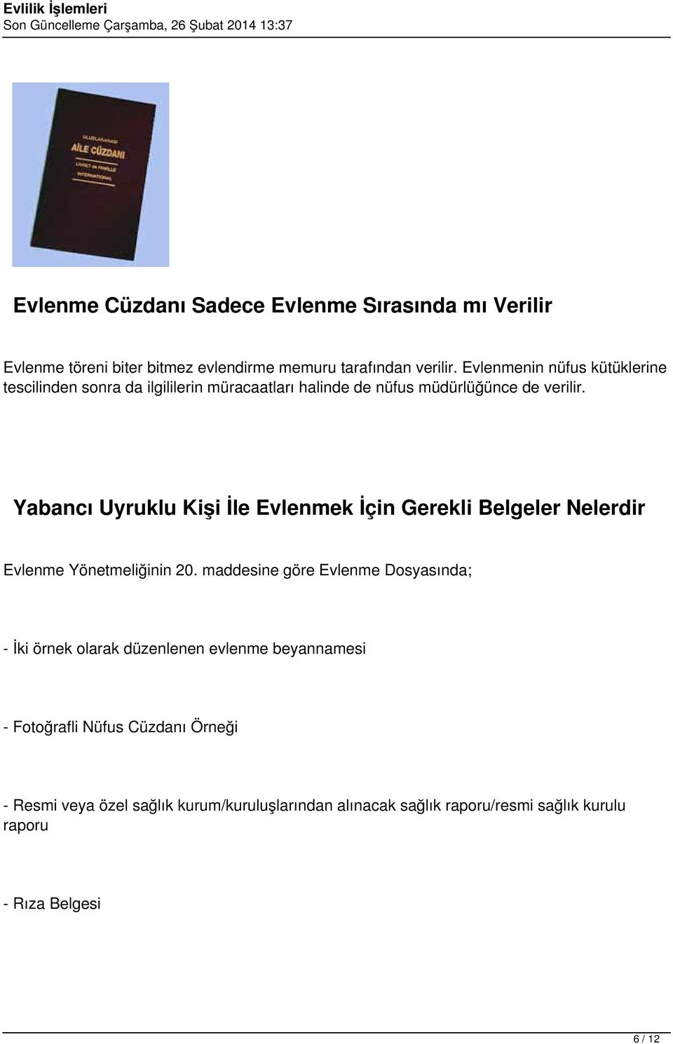 Yabancı Uyruklu Kişi İle Evlenmek İçin Gerekli Belgeler Nelerdir Evlenme Yönetmeliğinin 20.