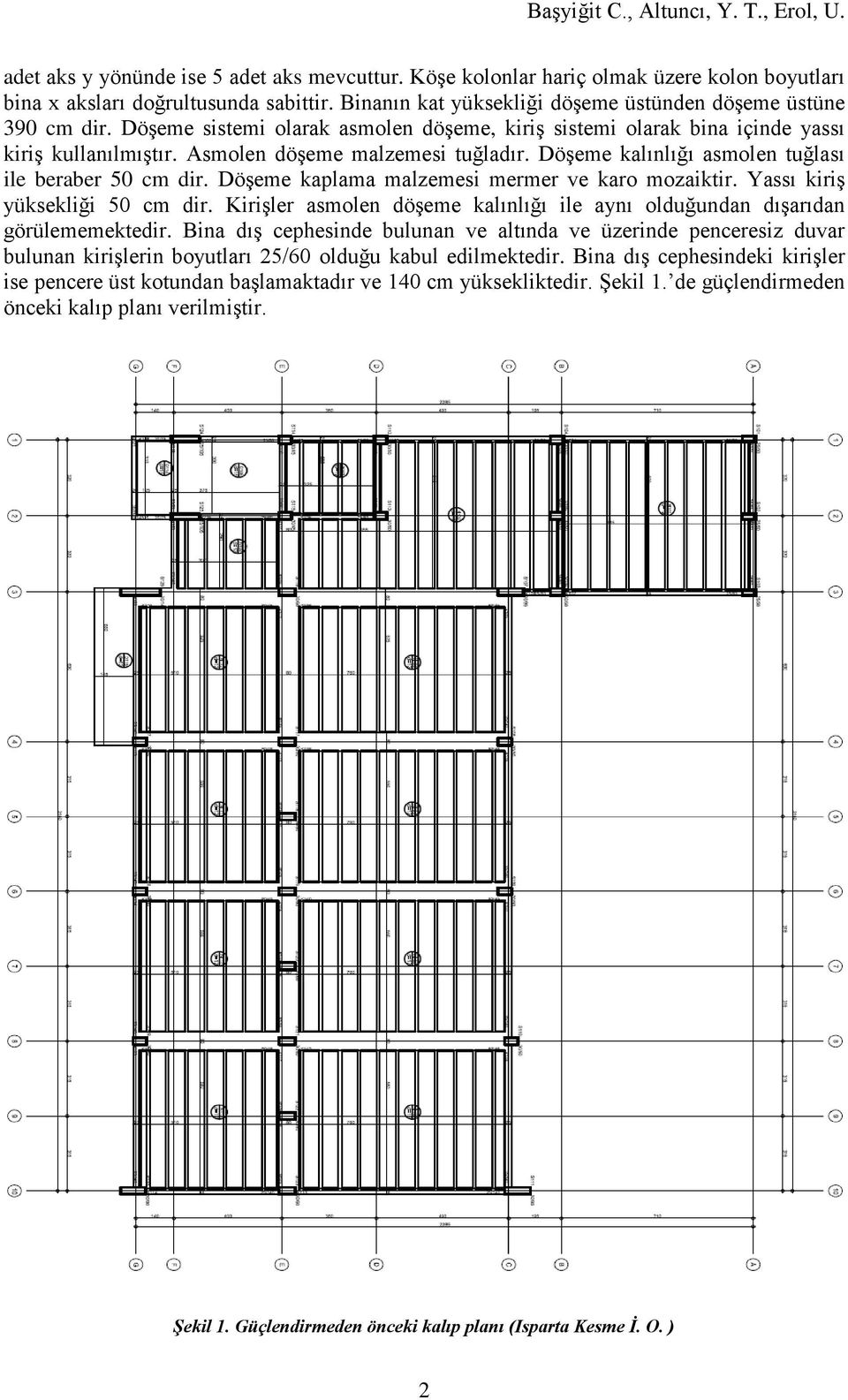 Döşeme kaplama malzemesi mermer ve karo mozaiktir. Yassı kiriş yüksekliği 50 cm dir. Kirişler asmolen döşeme kalınlığı ile aynı olduğundan dışarıdan görülememektedir.