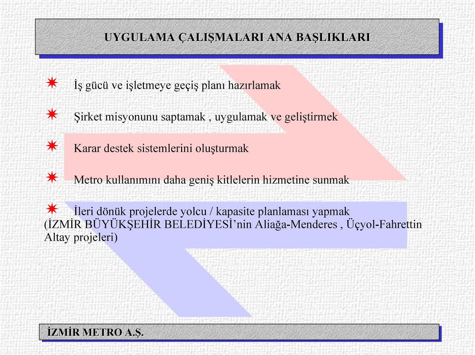 Metro kullanımını daha geniş kitlelerin hizmetine sunmak İleri dönük projelerde yolcu /