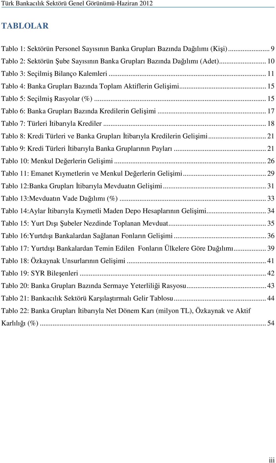 .. 17 Tablo 7: Türleri Đtibarıyla Krediler... 18 Tablo 8: Kredi Türleri ve Banka Grupları Đtibarıyla Kredilerin Gelişimi... 21 Tablo 9: Kredi Türleri Đtibarıyla Banka Gruplarının Payları.