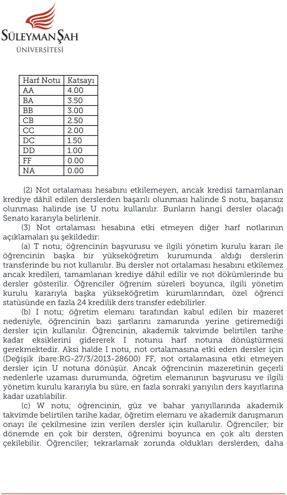 Bunların hangi dersler olacağı Senato kararıyla belirlenir.