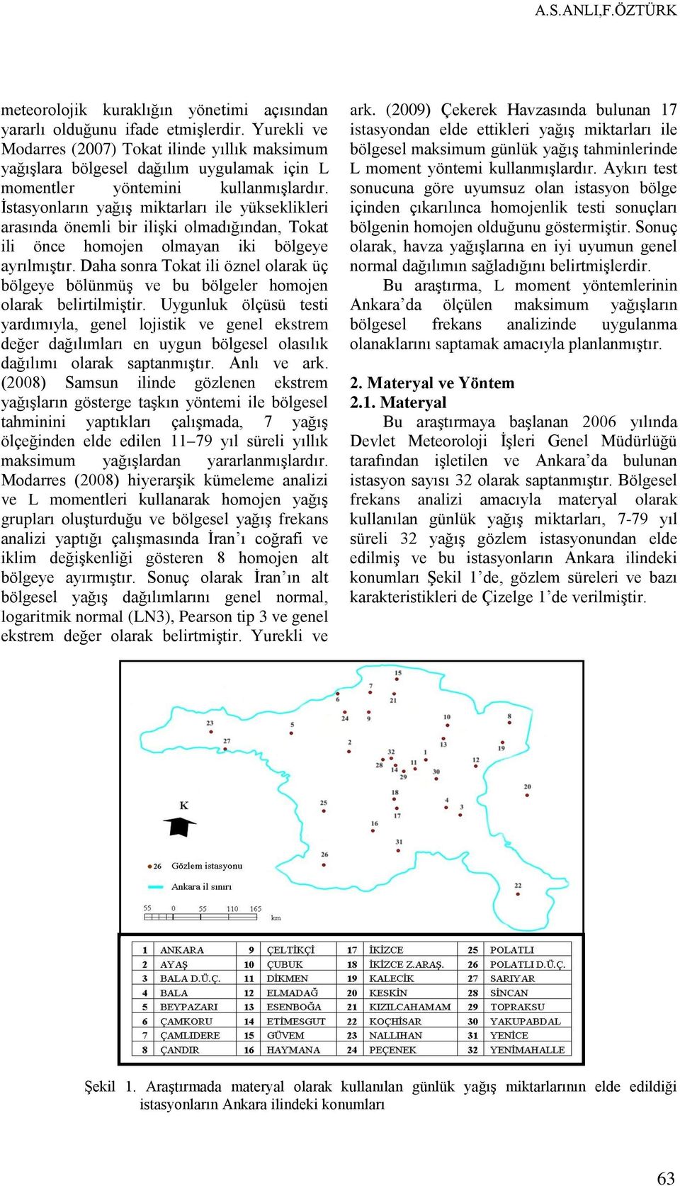 Ġstasyonların yağıģ mktarları le yükseklkler arasında öneml br lģk olmadığından, Tokat l önce homojen olmayan k bölgeye ayrılmıģtır.