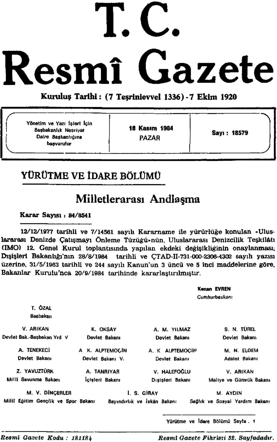 Teşkilâtı (IMO) 12.