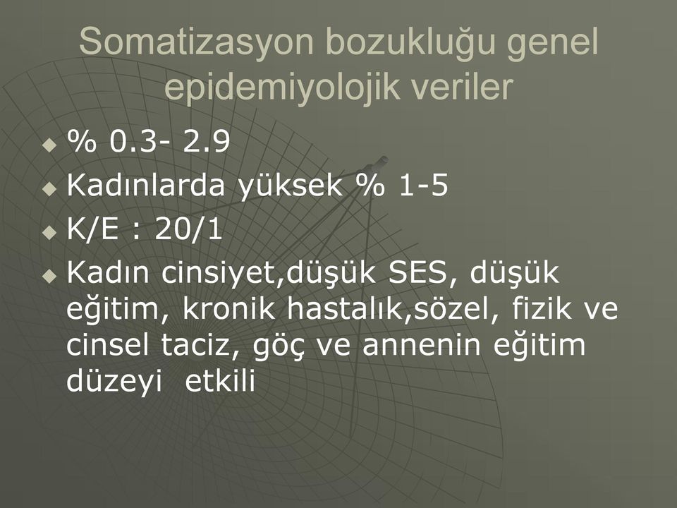 20/1 Kadın cinsiyet,düşük SES, düşük eğitim, kronik