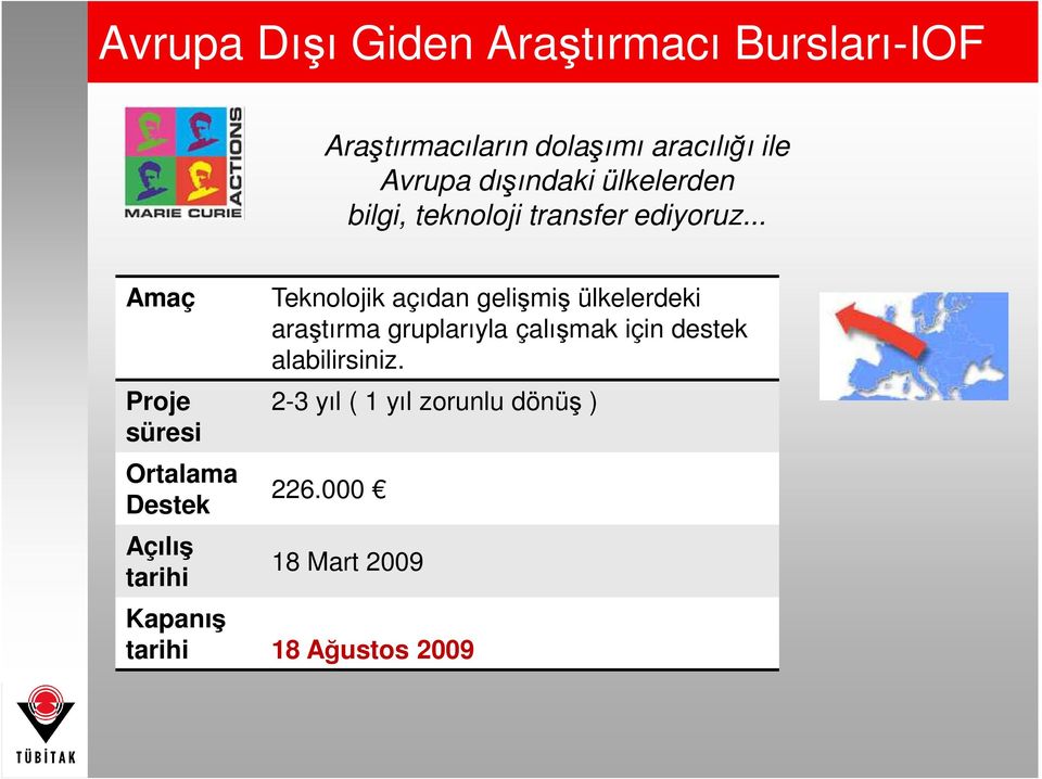 .. Amaç Teknolojik açıdan gelişmiş ülkelerdeki araştırma gruplarıyla çalışmak için destek