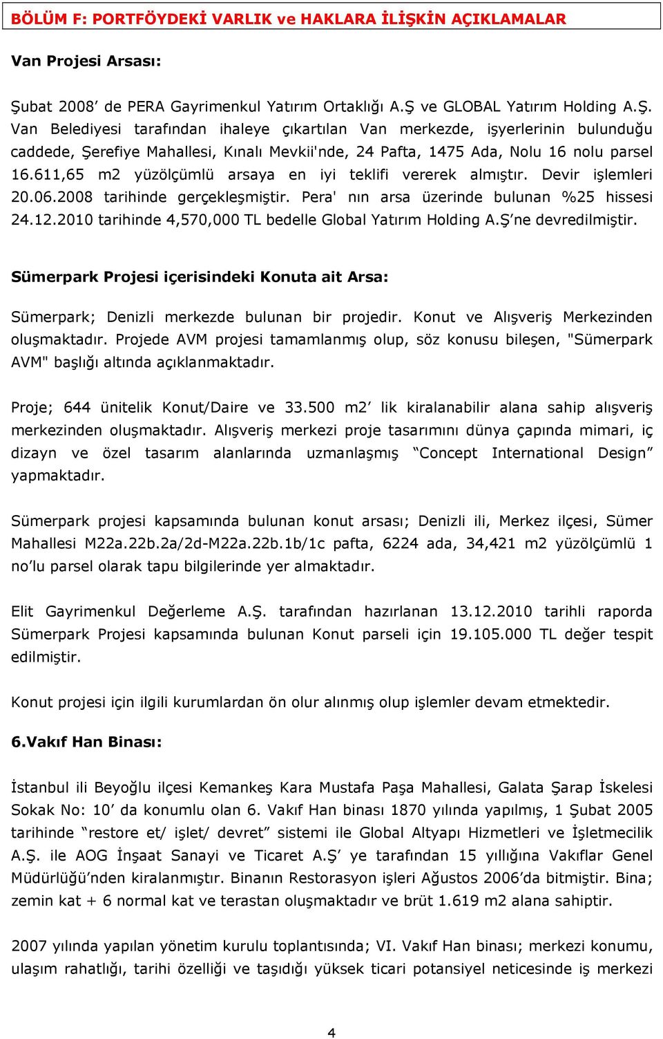 bat 2008 de PERA Gayrimenkul Yatırım Ortaklığı A.Ş 