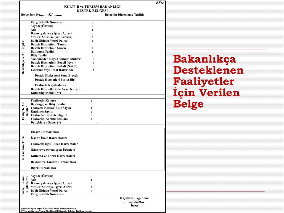 Adresi : Meslek Adı (Faaliyet Konusu) : Bağlı Olduğu Vergi Dairesi : Destek Hizmetinin Tanımı : Destek Hizmetinin Süresi : Başlangıç Tarihi : Bitiş Tarihi : Sözleşmeden Doğan Yükümlülükler : Destek