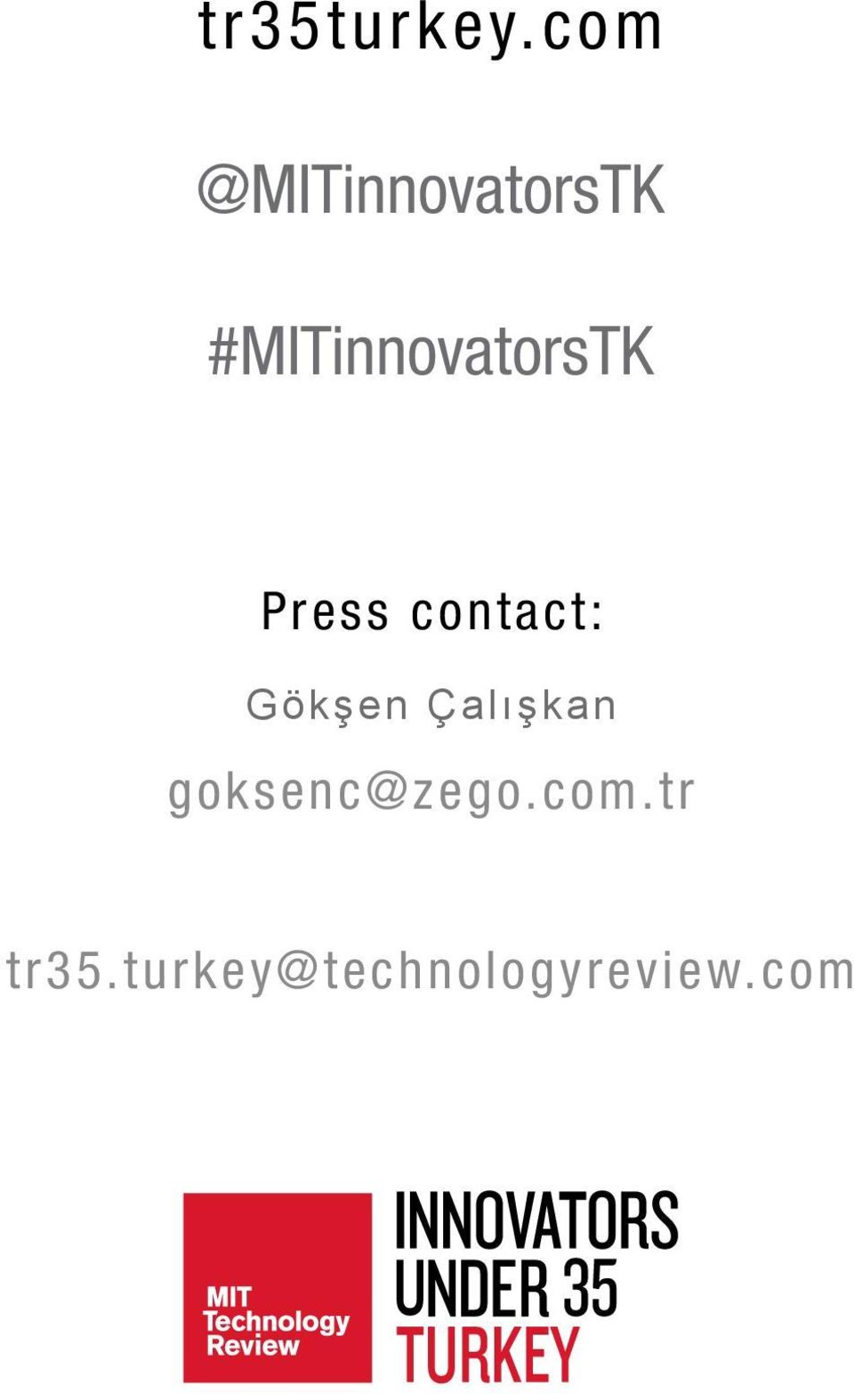 #MITinnovatorsTK Press contact: