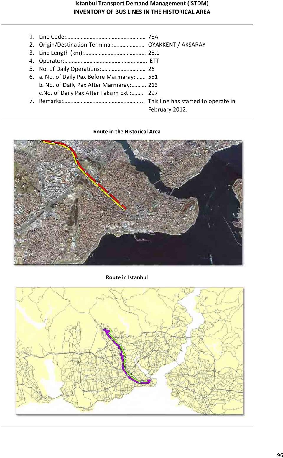 551 b. No. of Daily Pax After Marmaray:. 213 c.no. of Daily Pax After Taksim Ext.:.. 297 7.