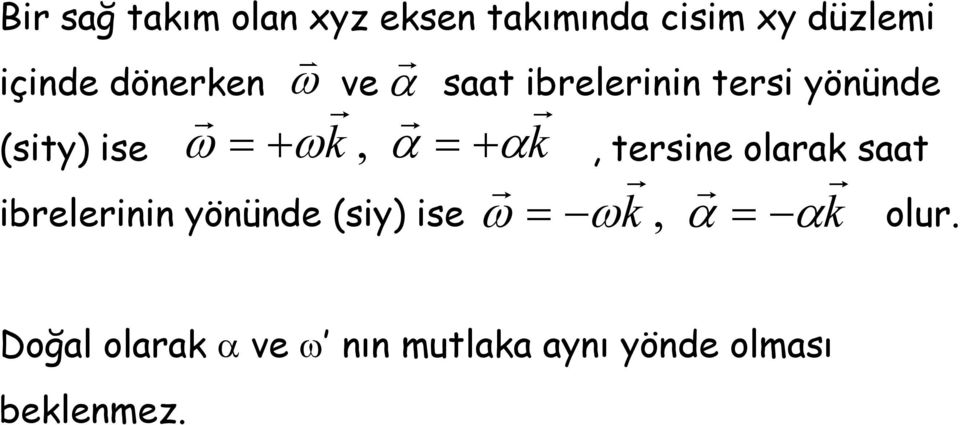 + αk, tesine olk st k, α αk ibeleinin yönünde (siy) ise