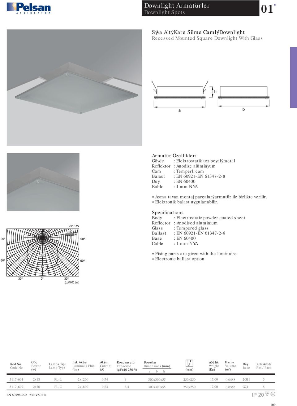 : Electrosttic powder coted seet Glss : Tempered glss Bllst : EN 60921-EN 61347-2-8 : EN 60400 Cble * Fixing prts re given wit te luminire *