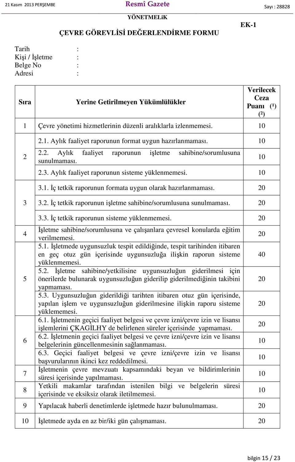 Aylık faaliyet raporunun sisteme yüklenmemesi. 3.1. İç tetkik raporunun formata uygun olarak hazırlanmaması. 3 3.2. İç tetkik raporunun işletme sahibine/sorumlusuna sunulmaması. 4 5 6 7 8 3.3. İç tetkik raporunun sisteme yüklenmemesi.