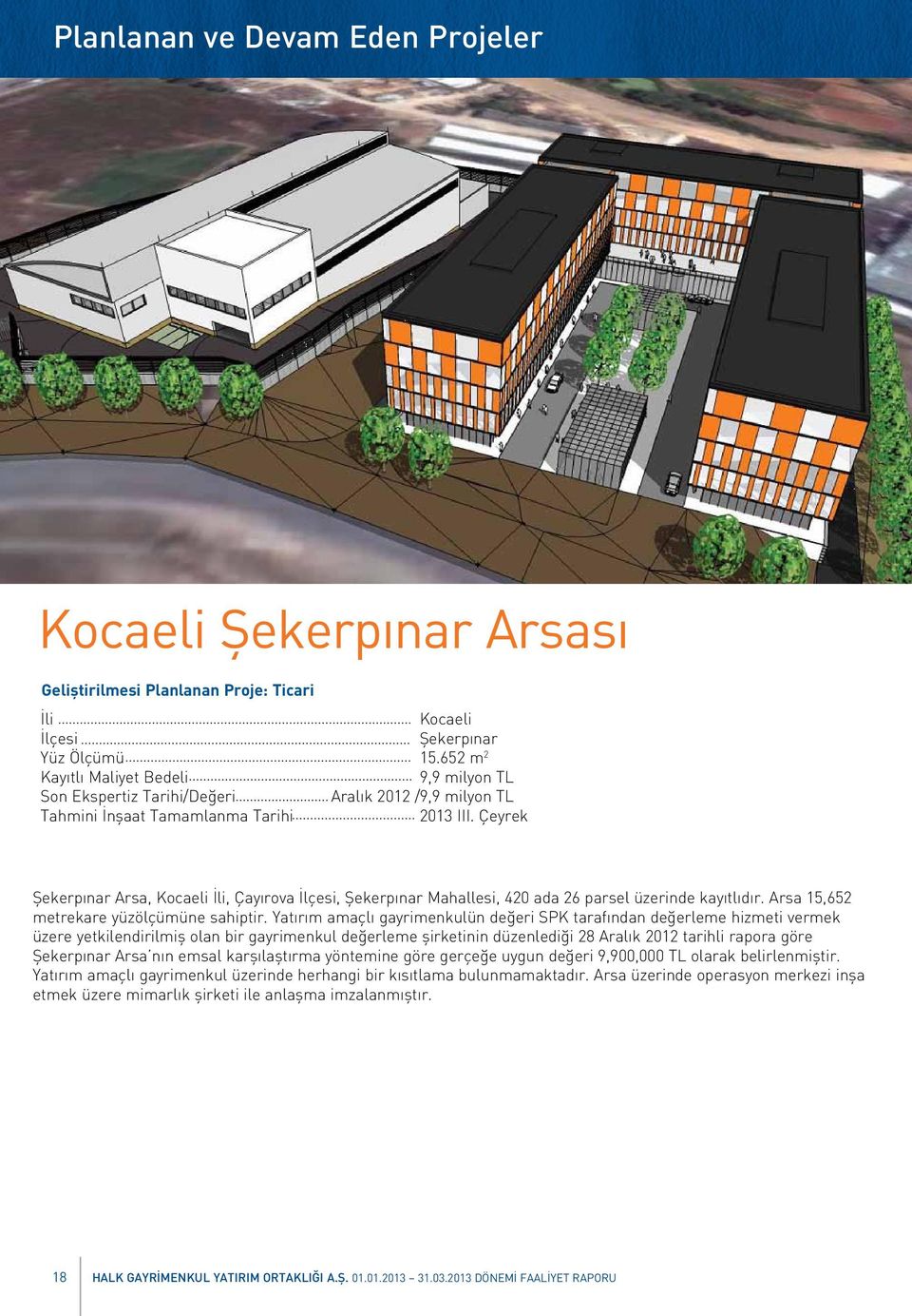 Çeyrek Şekerpınar Arsa, Kocaeli İli, Çayırova İlçesi, Şekerpınar Mahallesi, 420 ada 26 parsel üzerinde kayıtlıdır. Arsa 15,652 metrekare yüzölçümüne sahiptir.