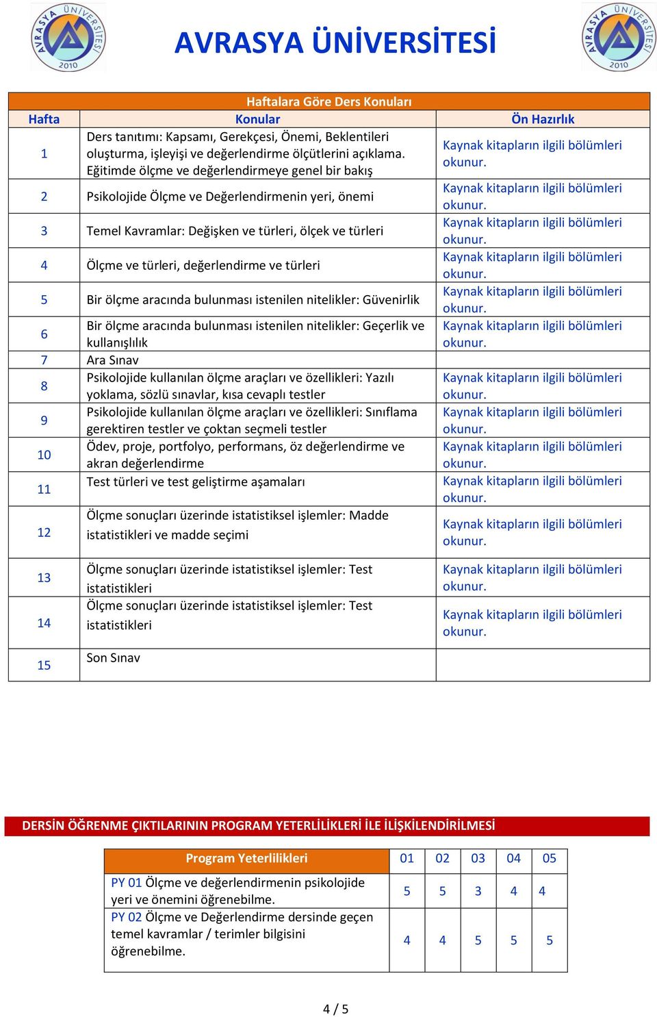 türleri 5 Bir ölçme aracında bulunması istenilen nitelikler: Güvenirlik Bir ölçme aracında bulunması istenilen nitelikler: Geçerlik ve 6 kullanışlılık 7 Ara Sınav Psikolojide kullanılan ölçme