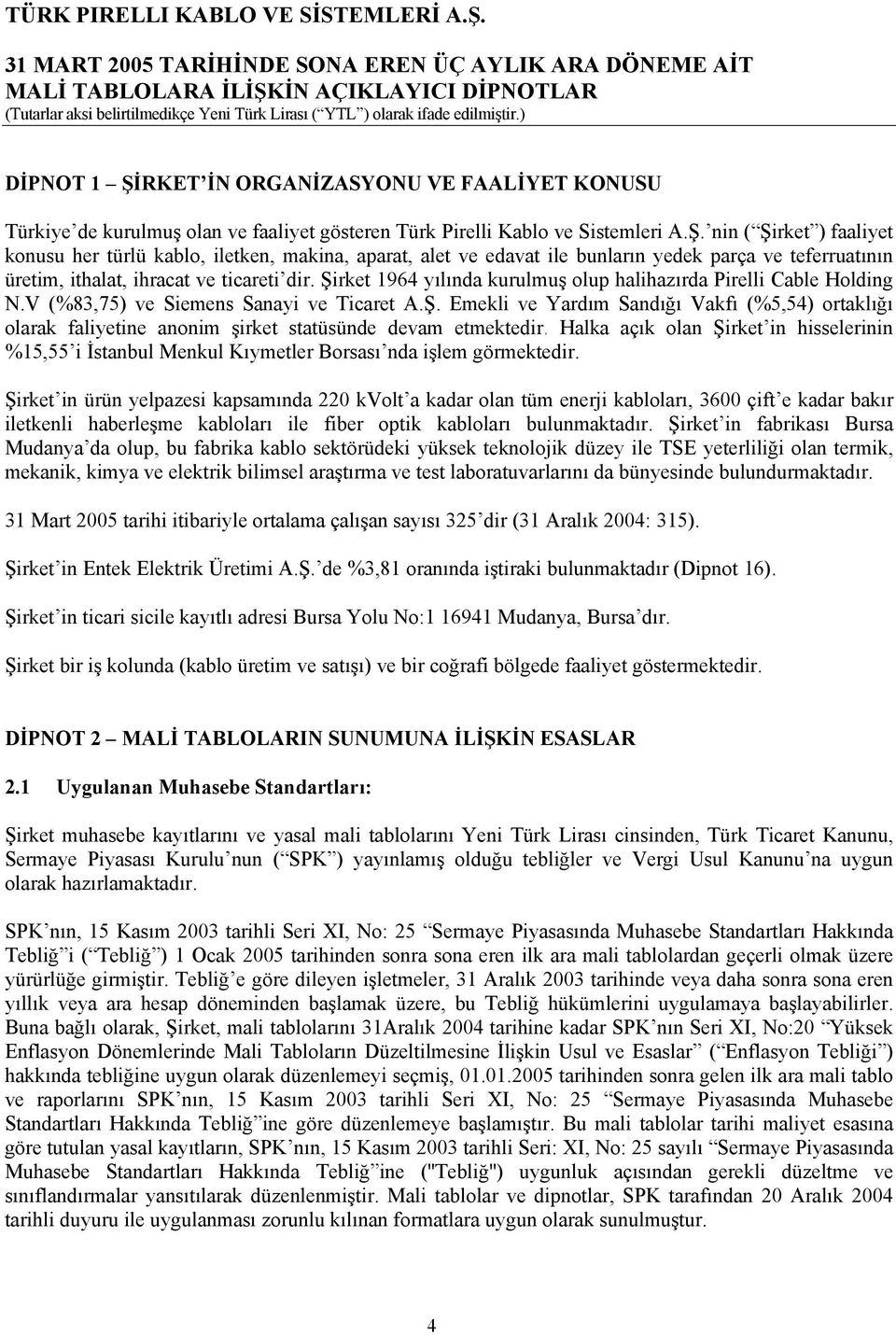 Halka açõk olan Şirket in hisselerinin %15,55 i İstanbul Menkul Kõymetler Borsasõ nda işlem görmektedir.