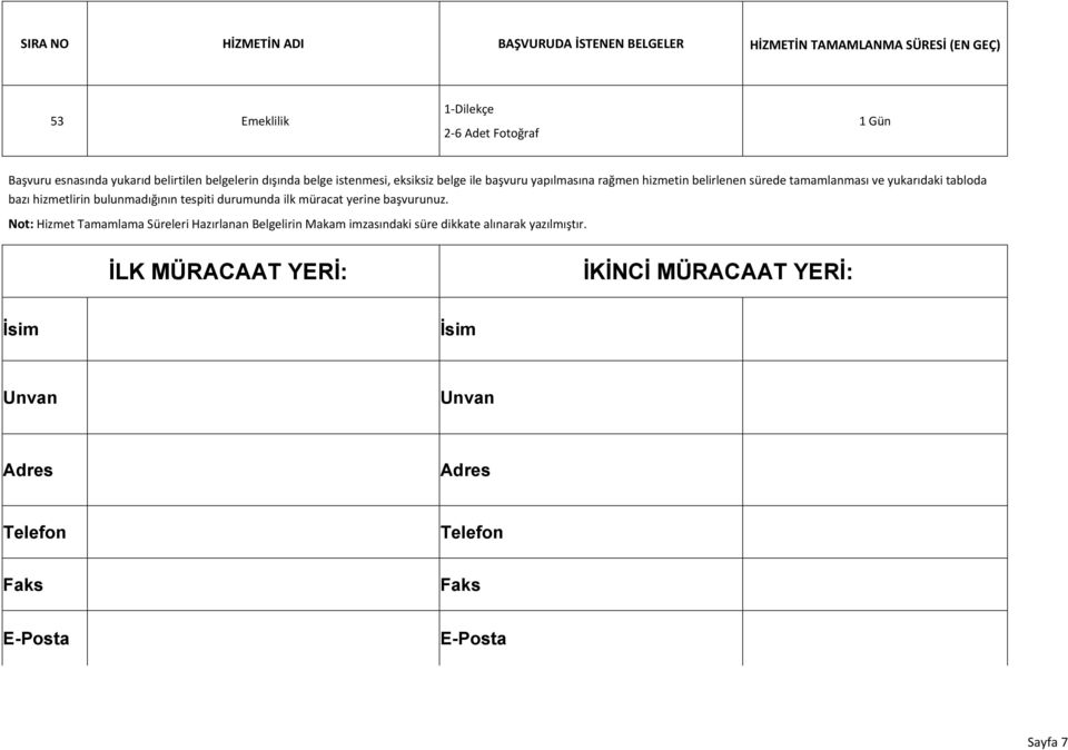 ilk müracat yerine başvurunuz.