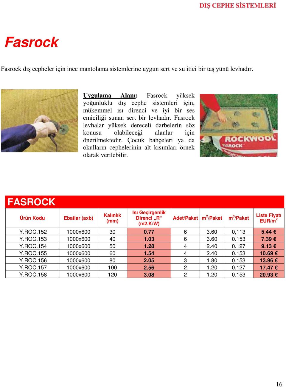 Fasrock levhalar yüksek dereceli darbelerin söz konusu olabileceği alanlar için önerilmektedir. Çocuk bahçeleri ya da okulların cephelerinin alt kısımları örnek olarak verilebilir. FASROCK