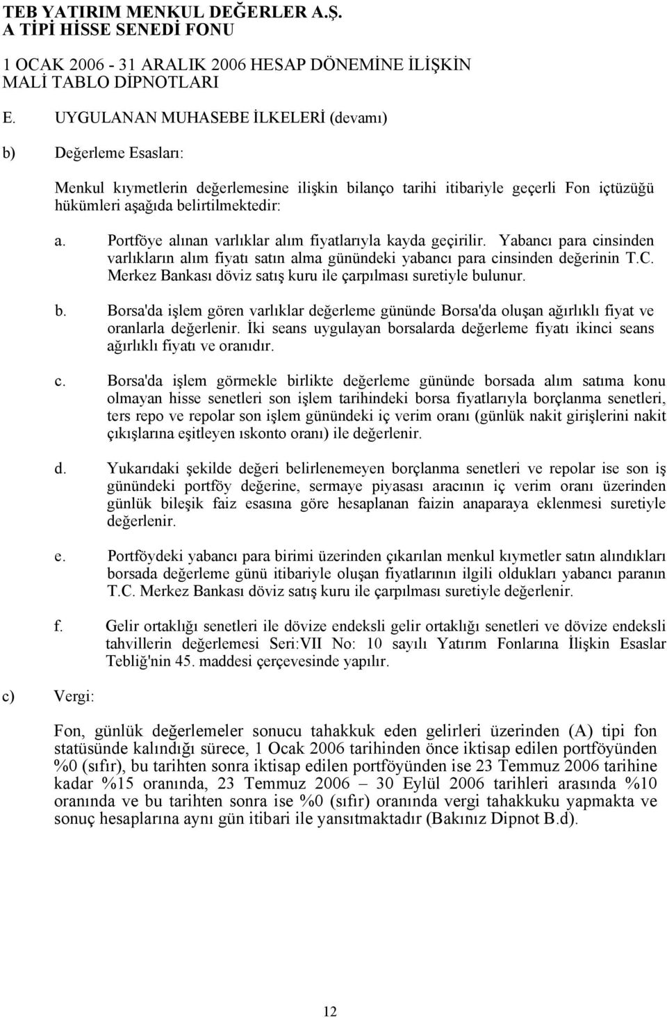 Merkez Bankası döviz satış kuru ile çarpılması suretiyle bulunur. b. Borsa'da işlem gören varlıklar değerleme gününde Borsa'da oluşan ağırlıklı fiyat ve oranlarla değerlenir.