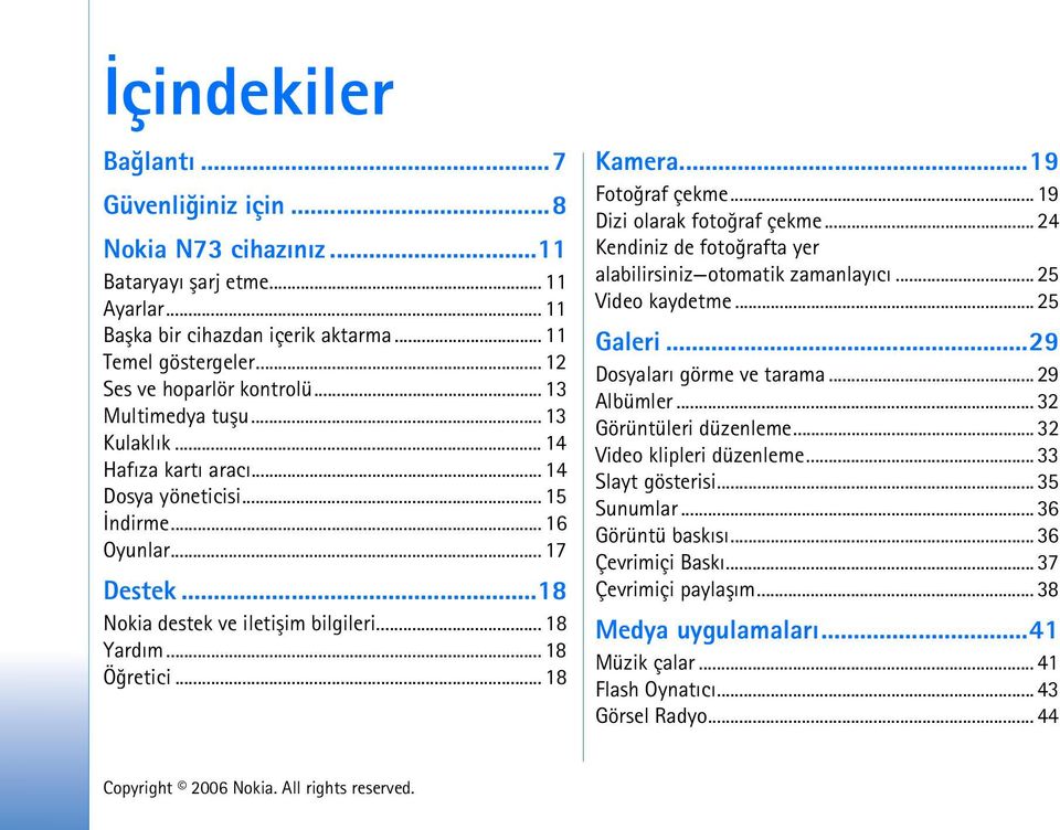 .. 18 Kamera...19 Fotoðraf çekme... 19 Dizi olarak fotoðraf çekme... 24 Kendiniz de fotoðrafta yer alabilirsiniz otomatik zamanlayýcý... 25 Video kaydetme... 25 Galeri...29 Dosyalarý görme ve tarama.